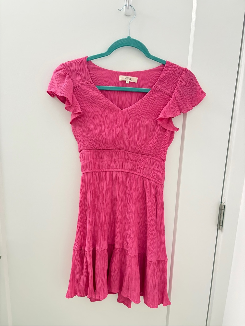 MINE Pink Ruffle Sleeve Mini Dress